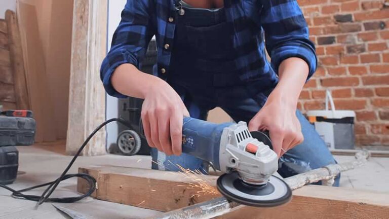 using angle grinder