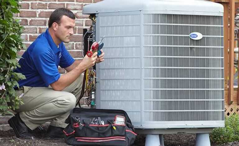 servicing outdoor AC unit