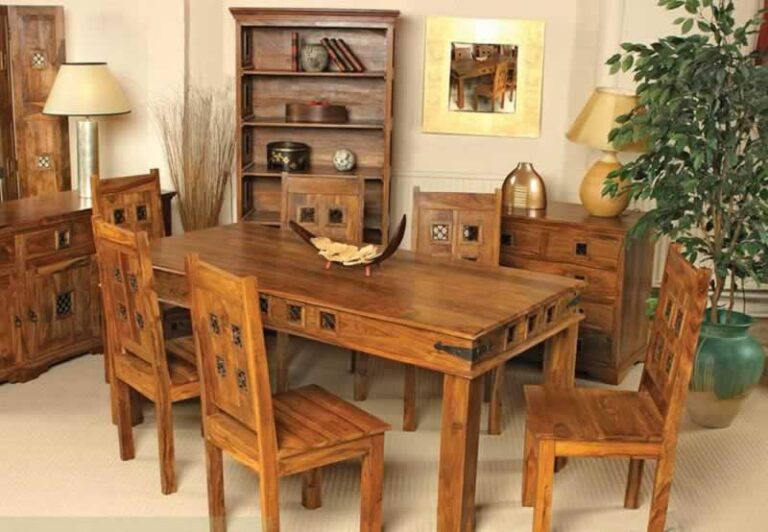 wooden dining table with chairs