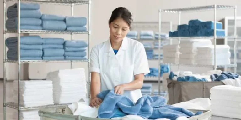 woman sorting laundry