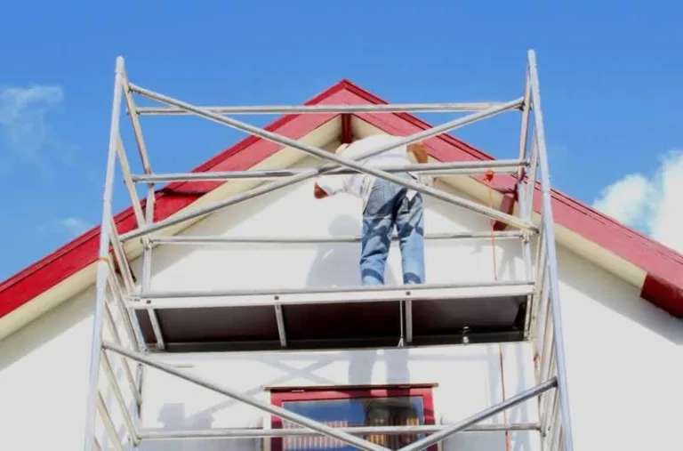 man working on scaffold