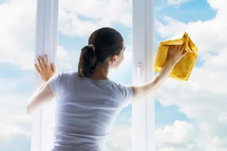 women wiping the window