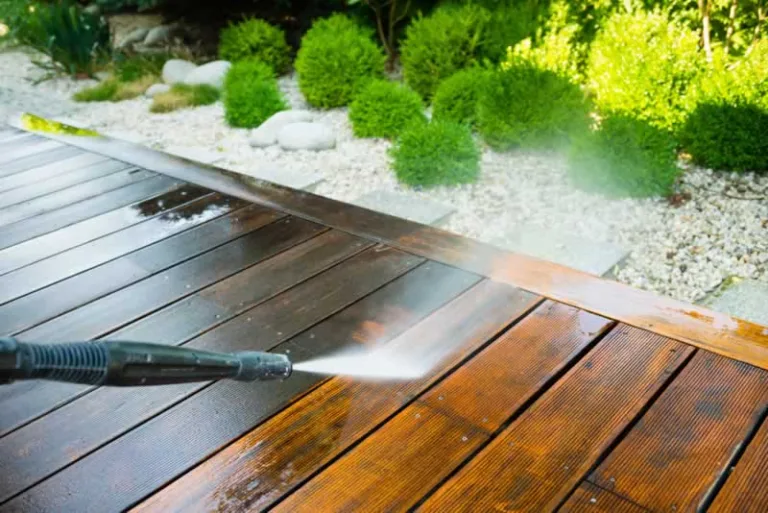 pressure washing the deck