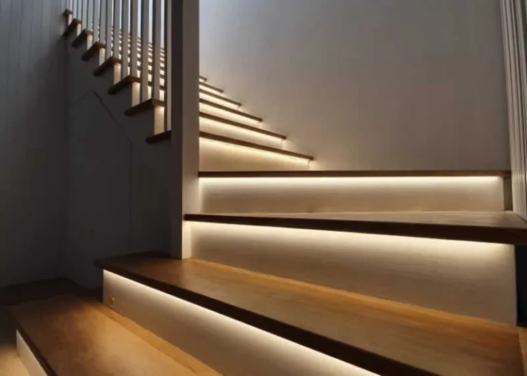 timber stairs with led lights