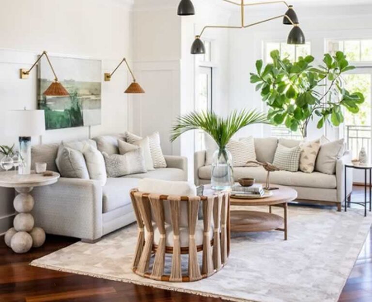 living room with plants