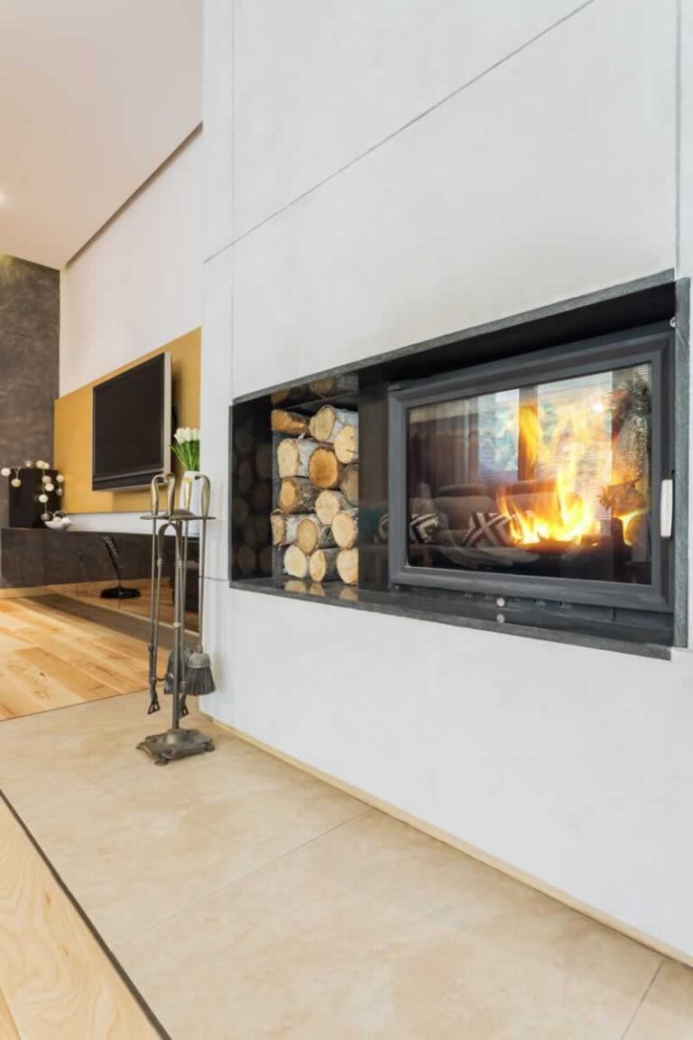 in wall fireplace