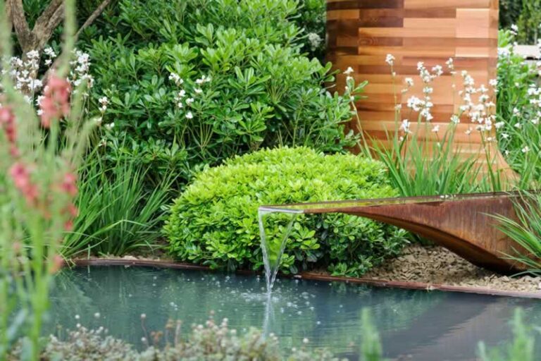 water feature in garden