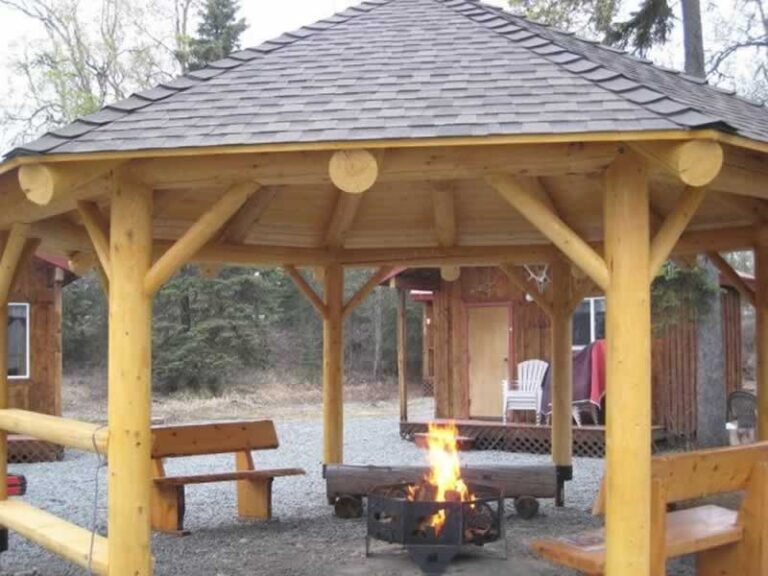 fire pit under gazebo