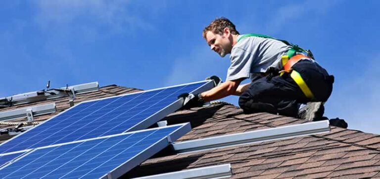 solar panel installation on the roof