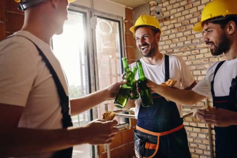 construction workers cheering