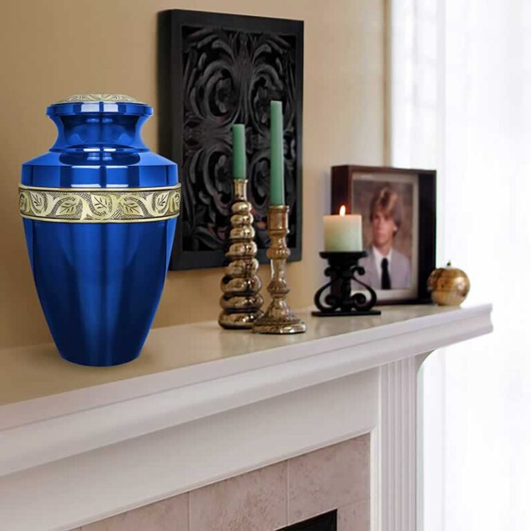 urn on the fireplace