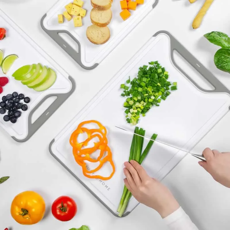 cutting vegetables on cutting board