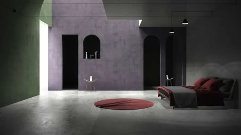 painted concrete in the bedroom