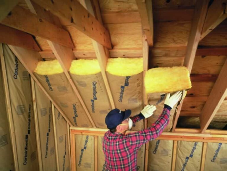 fiberglass insulation in the attic
