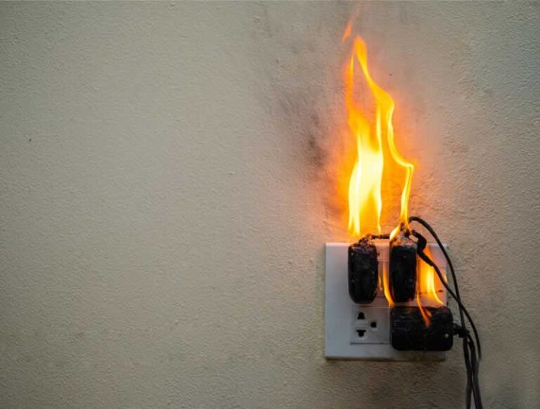 power outlet on fire