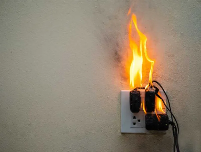 power outlet on fire