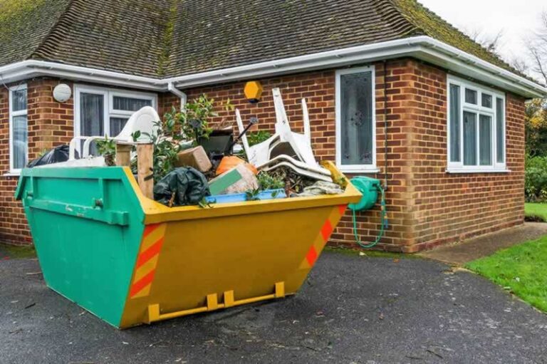 skip in front of the house
