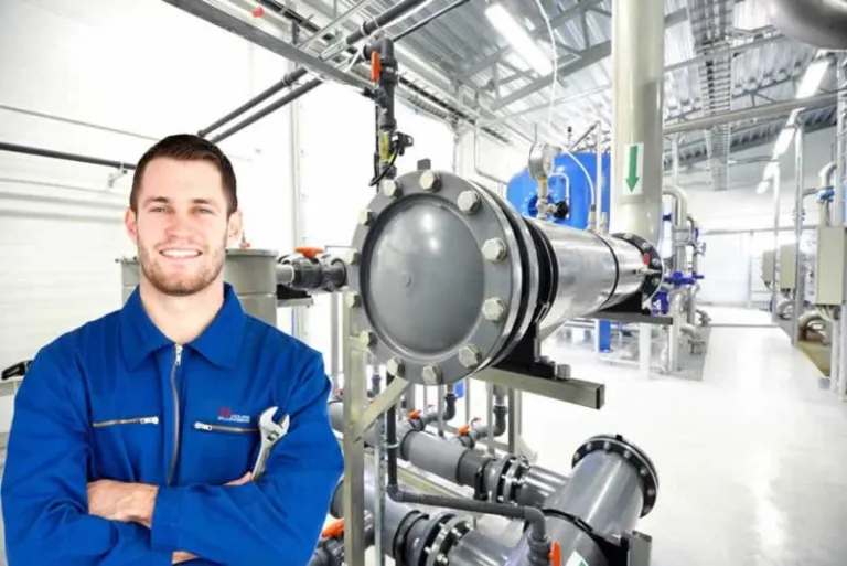 commercial plumber in the engine room