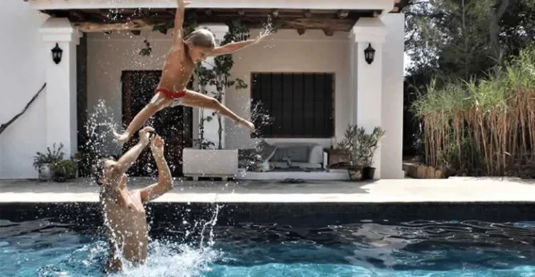family in the pool