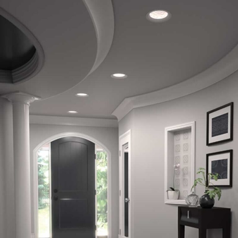 pot lights in the hallway