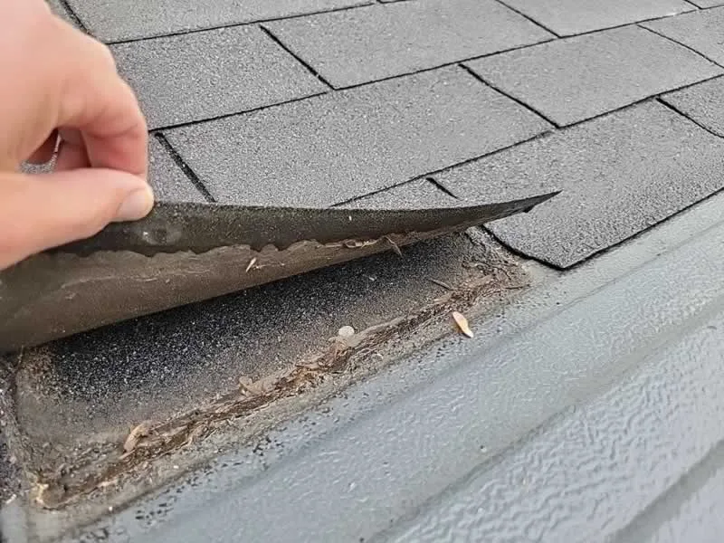 damaged shingle on the roof