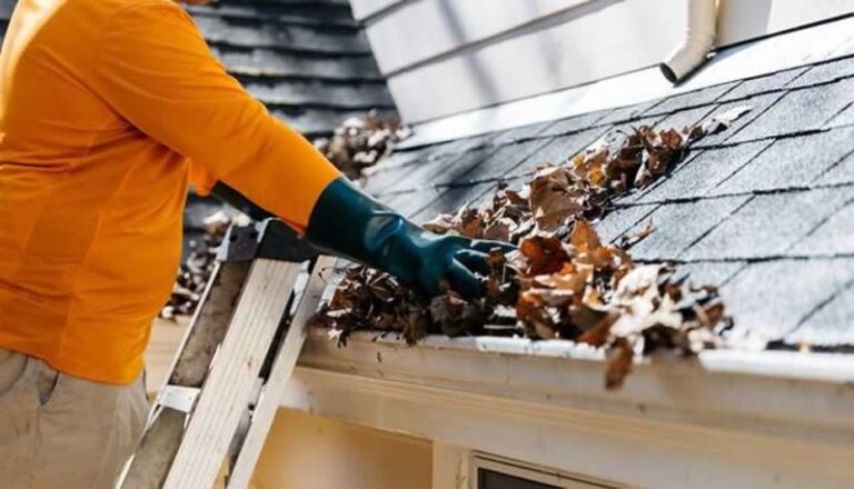 cleaning the gutters