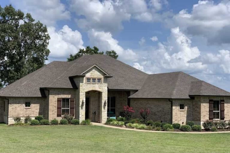 shingle roof on family house