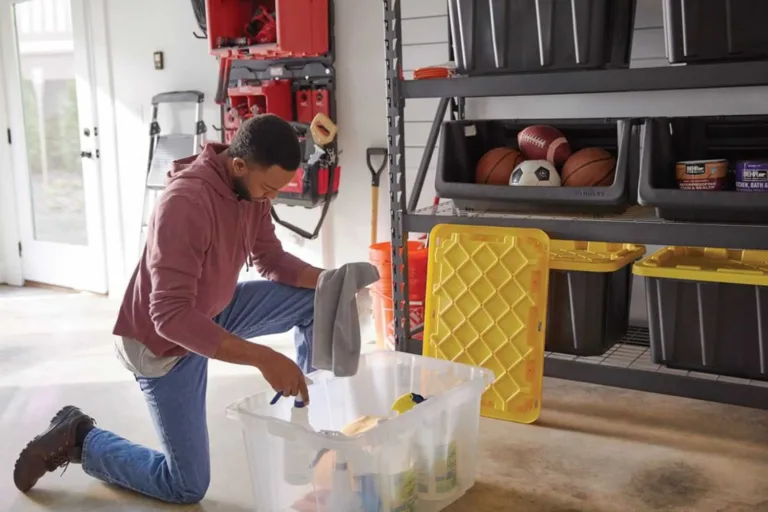 man cleaning garage