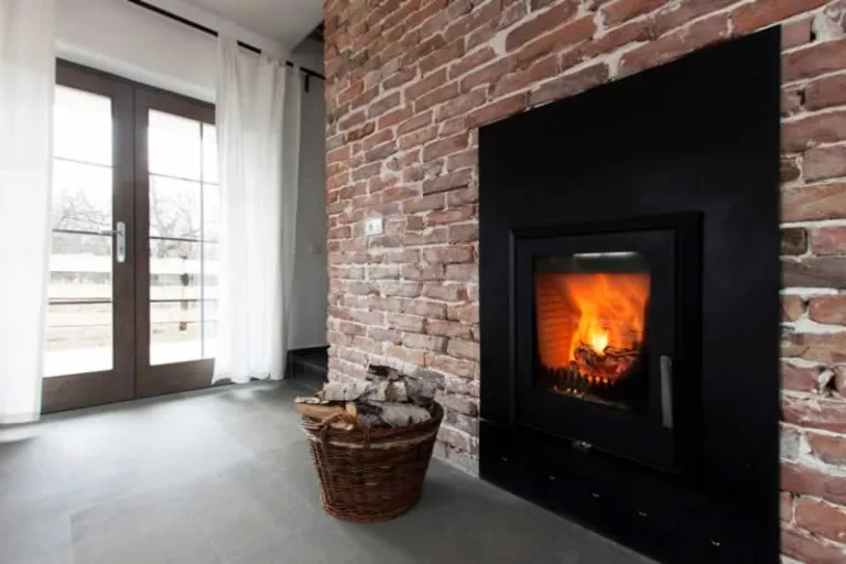 fireplace in brick wall