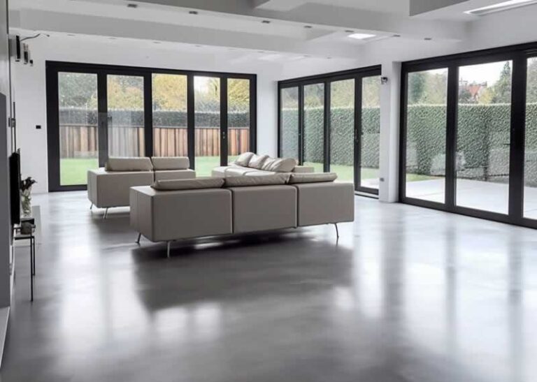 microcement flooring in the living room