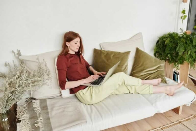 woman creating landscape design website