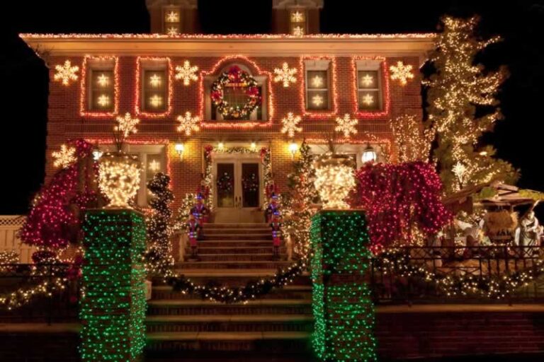 various types of Christmas lights on a house
