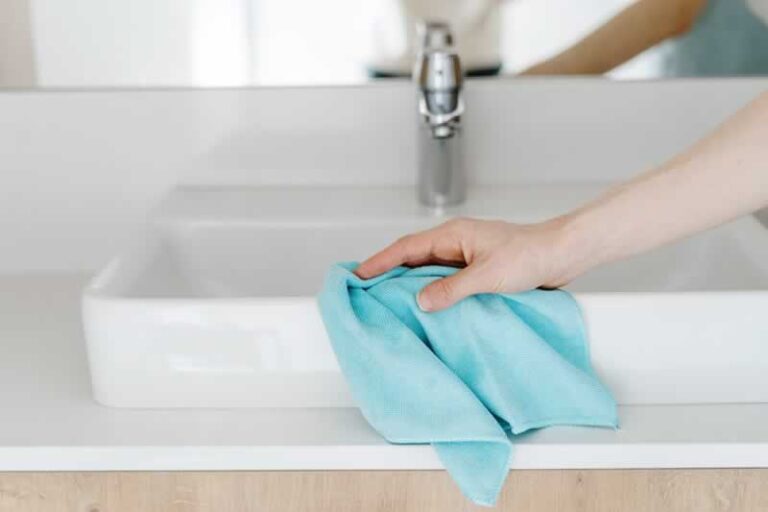 cleaning the bathroom