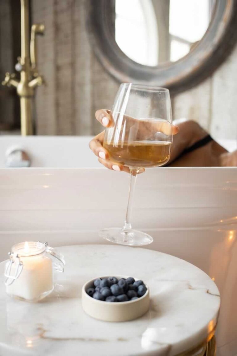 drinking in the bathtub