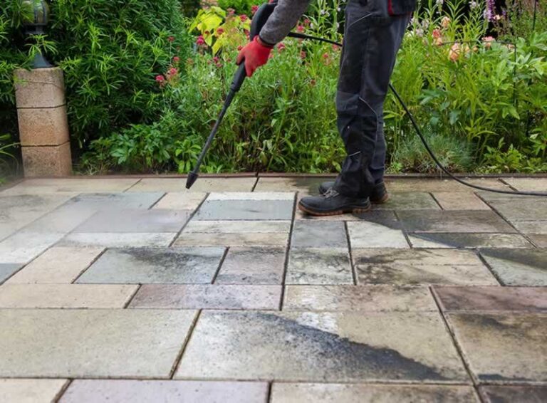 cleaning garden paving