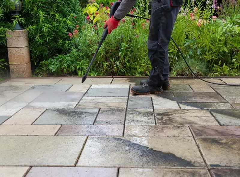 cleaning garden paving
