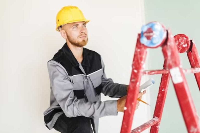 contractor with ladders