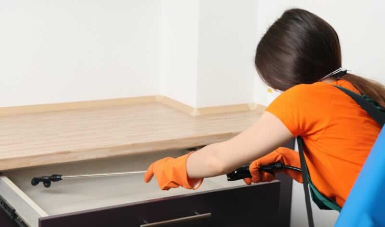 woman doing DIY pest control