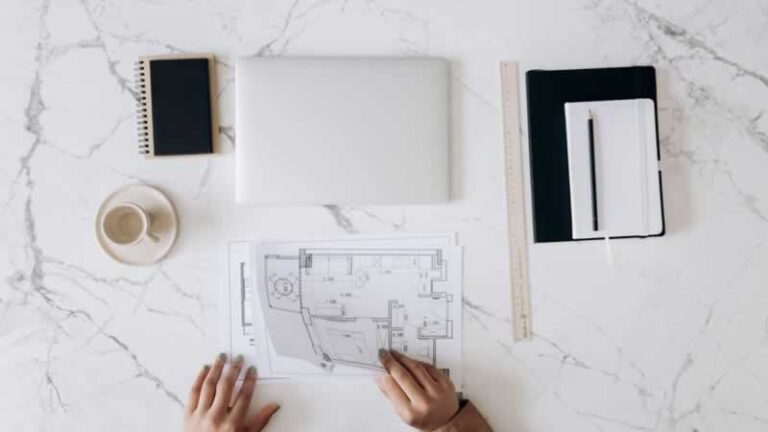 building plans on the table