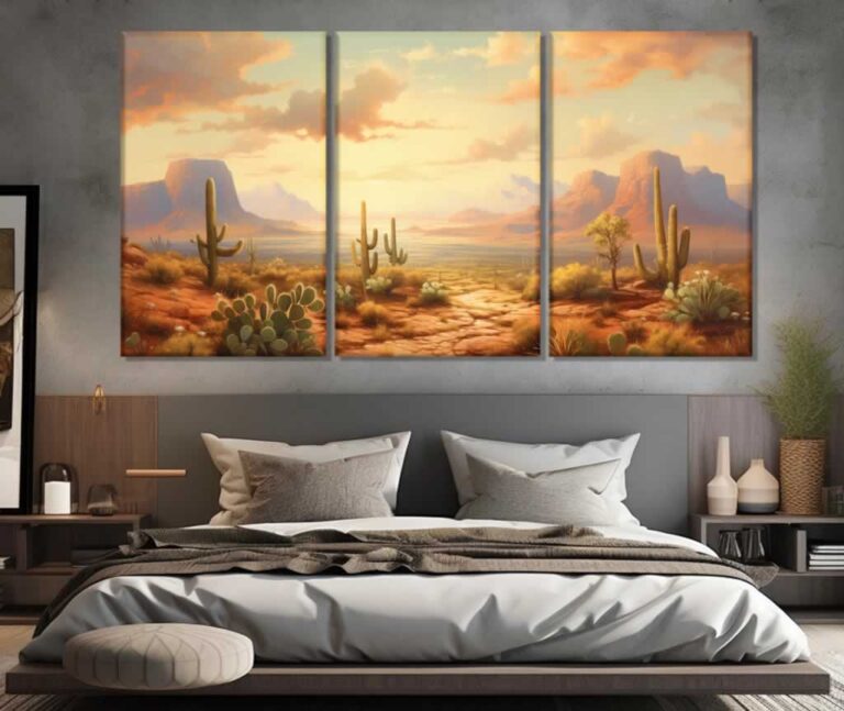 Arizona desert multiple canvas image in the bedroom