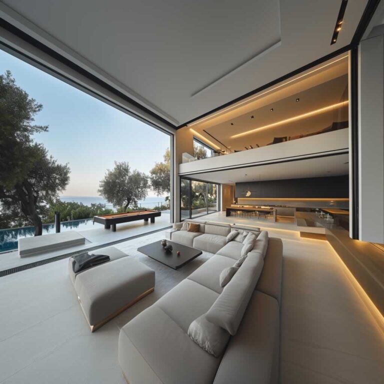living room in the luxurious mansion