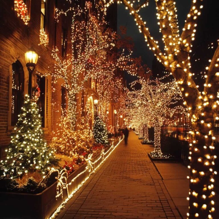 holiday Christmas decor in Manhattan street