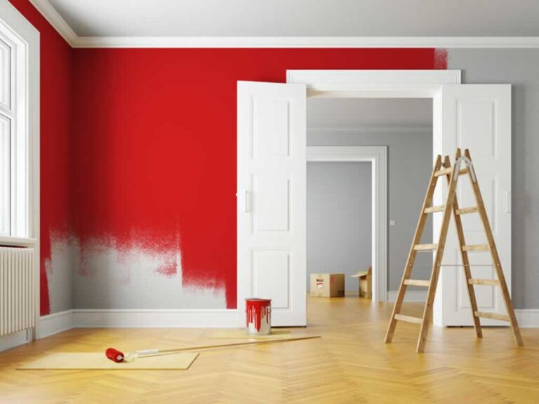 painting living room in red color