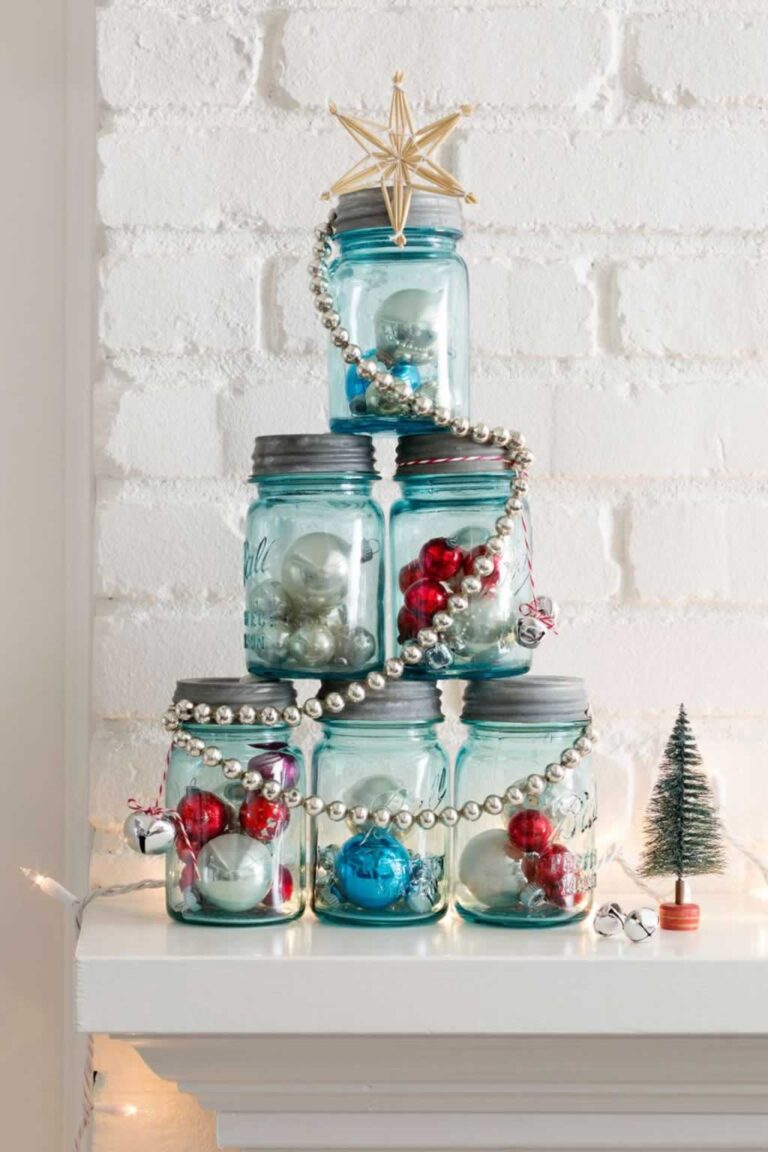 DIY Christmas decoration made out of old jars