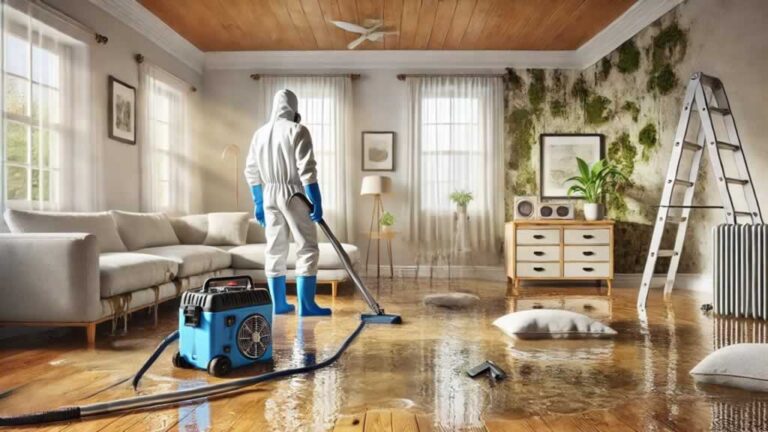 water damage restoration in the living room