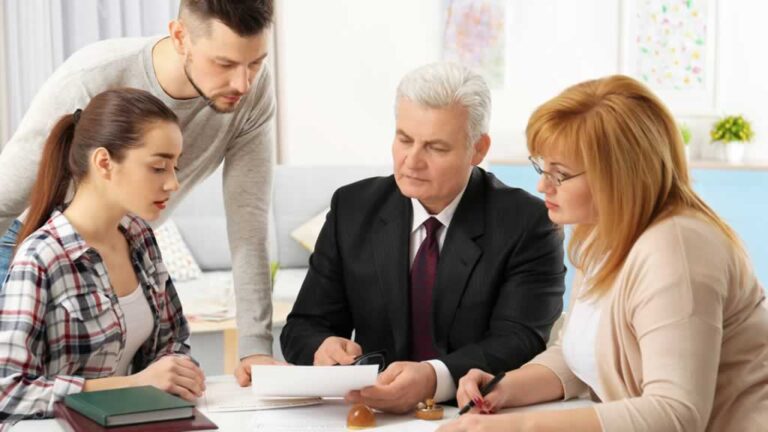 family fighting about inheritance at the attorneys office