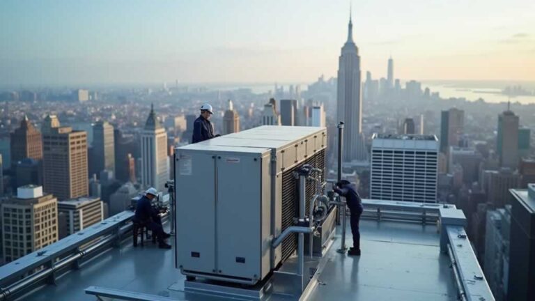 commercial HVAC system in the rooftop