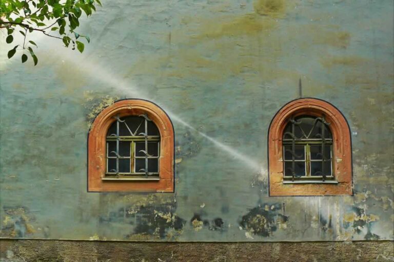 limewashed paint on old house