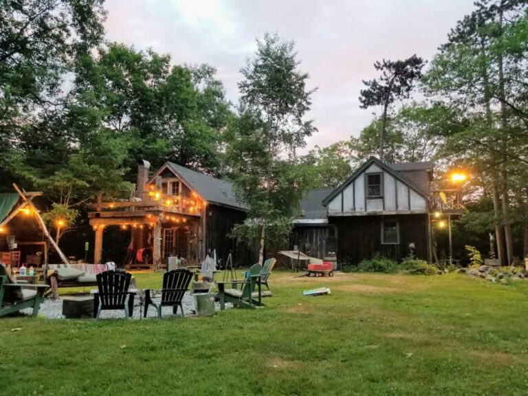 rustic patio setup in the country