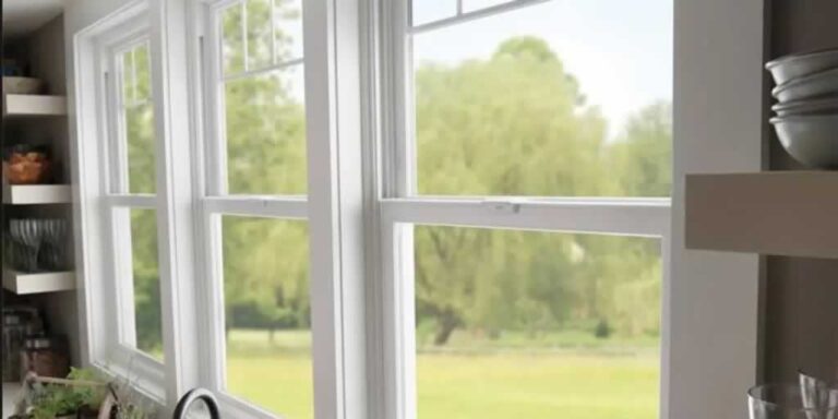 white classic kitchen windows